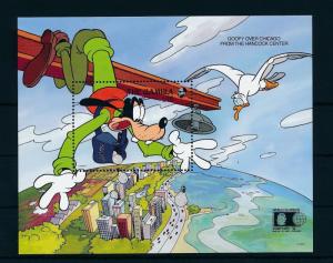 [22378] Gambia 1992 Disney Goofy Above Chicago Bird Seagull MNH