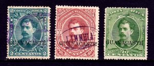 Costa Rica (Guanacaste) - Scott #56, 58, 59 - Used - See description - SCV $4.30