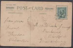 Canada - Apr 6, 1912 Indian Harbour, NS Split Ring Cancel on Card