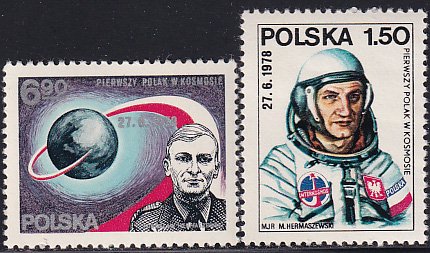Poland 1978 Sc 2270-1 Major Miroslaw Hermaszewski Cosmonaut Orbit Stamp MNH