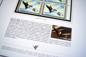 COLOR PRINTED USA FED DUCK PLATE BLOCKS 1934-2020 STAMP ALBUM PAGES (91 ill. pg)