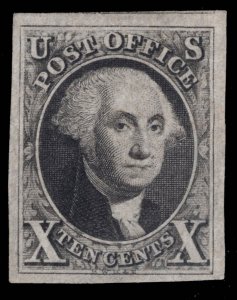 MOMEN: US STAMPS #2 IMPERF USED XF LOT #97131*