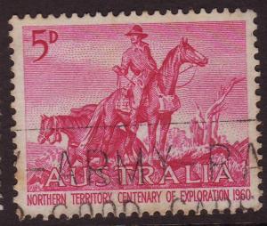 Australia 1960 Sc#336, SG#335, 5d Mauve Overlanders USED.