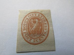 US Local Stamps 1856, Scott # 20L13, Dull-Orange on White, SCV: $60.00 MH OG,