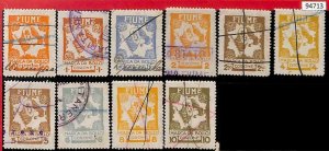 94713a  - ITALY Fiume - STAMPS - Lot of 10  REVENUE stamps NOT CATALOGUED  USED