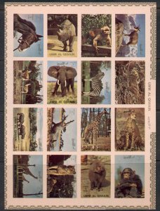 Ajman 1972 Mi#1002-1017B Wild Animals IMPERF sheetlet MUH
