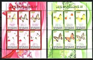 Djibouti, 2010 Cinderella issue. Butterflies, 2 sheets of 6. #3-4. ^