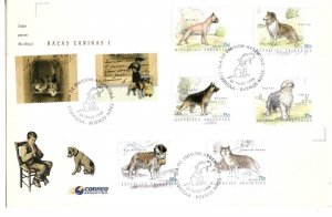 ARGENTINA 1999 DOG BREEDS DOGS PETS COMPLETE SET ON FIRST DAY COVER FDC