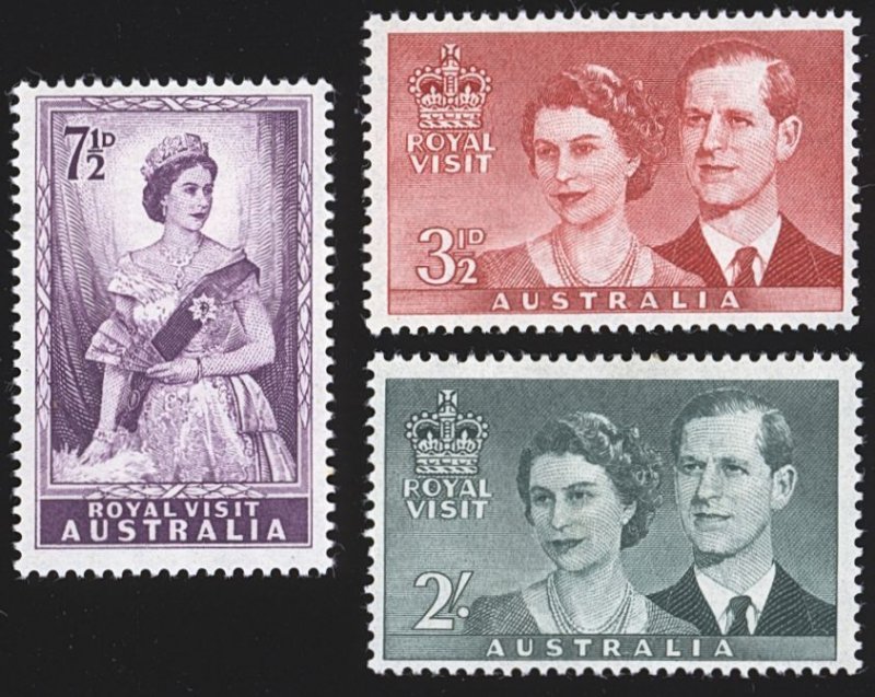 AUSTRALIA Sc 267-9 MNH 1954 Royal Visit - Well centered & Post Office Fresh!