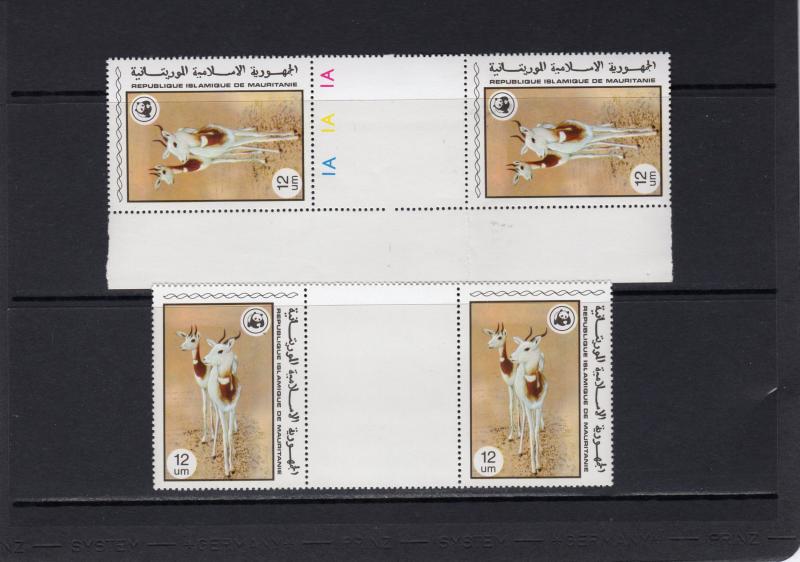 Mauritania 1978 WWF Gazelle 12um Gutter-Pairs Horizontal & Vertical MNH Mi#596