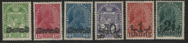 $Liechtenstein Sc#11-16 M/NH/VF, complete set Cv. $71 