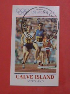 CALVE ISLAND-SCOTLAND STAMP :1984 OLYMPIC GAMES LOS ANGELES CTO S/S- VERY RARE