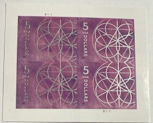 US 2020 $5.00 Floral Geometry Purple plte bk of 4 #5701 mint