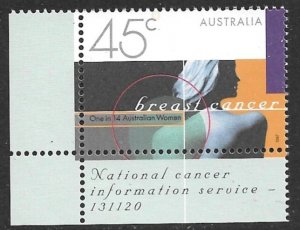 AUSTRALIA 1997 Breast Cancer Awareness Issue Sc 1625 MNH