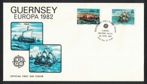 Guernsey Ships Europa CEPT Historic Facts 2v FDC 1982 SG#254-255