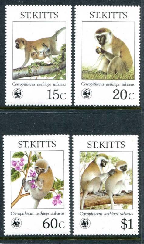 St Kitts 189-192, MNH, WWF Monkey s6038