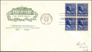 Scott 830 30 Cents Roosevelt House Of Farnam FDC Addressed Block Planty 830-45