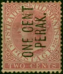 Perak 1886 1c on 2c Pale Rose SG26 Fine Unused