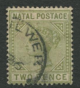 NATAL - Scott 74a - QV Definitive - 1887 - Used - Wmk 2 - Perf.14 - 2p Stamp