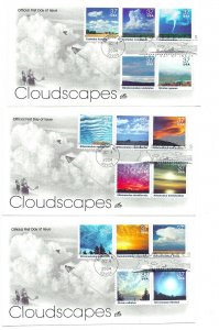 3878 Cloudscapes Artcraft set on 3 FDCs