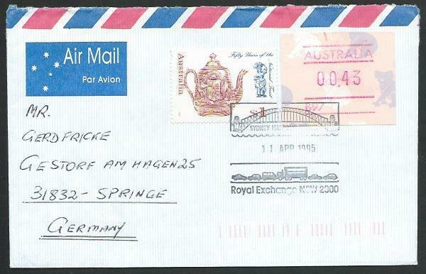 AUSTRALIA 1995 cover to Germany - nice franking - Sydney Pictorial pmk.....14701