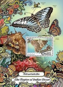 2017 Maldives. Moth And Butterflies. Michel: 6777/Bl.1020. Scott Code: 3830