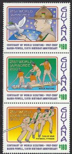 GUYANA 3975  MNH VERT STRIP-3 SCV $5.50 BIN $3.00 SCOUTS