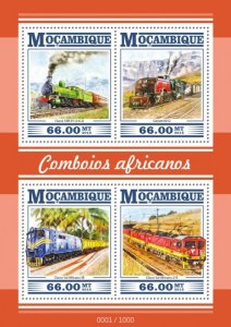 MOZAMBIQUE - 2015 - African Trains - Perf 4v Sheet - Mint Never Hinged