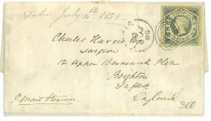 P2850 - NEW SOUTH WALES SG. 91 ON FOLDED LETTER FROM SIDNEY TO BRIGHTON 1858-