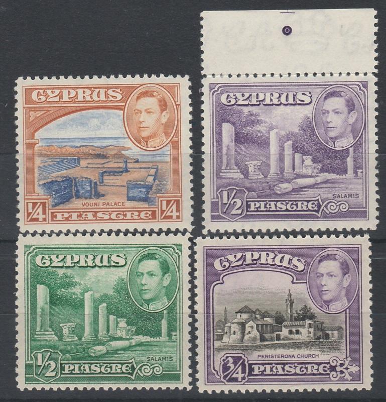 CYPRUS 1938 KGVI PICTORIAL 1/4PI TO 3/4PI