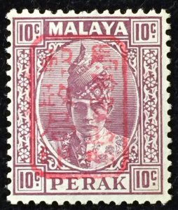 Malaya 1942 Japanese Occupation opt PERAK 10c Red opt MH SG#J196a M5153