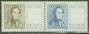 Belgium Scott 1736-37 = 1737a MNH** 1999 stamp on stamp pair