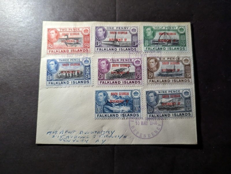 1946 British Falkland Islands Souvenir Stamp Set Cover to New York NY USA