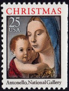 SC#2514 25¢ Madonna & Child Booklet Single (1990) MNH