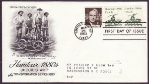 1898 Handcar pair Artcraft FDC