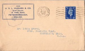 Great Britain 2 1/2d KGVI 1940 Peterborough, Northants to Cleveland, Ohio.  C...