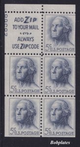 BOBPLATES #1213c Washington Booklet Slogan 3 Upper Left 28568 55% MNH DCV=$60
