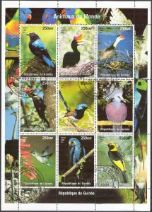 Guinea 1998 Birds Sheet of 9 Used / CTO