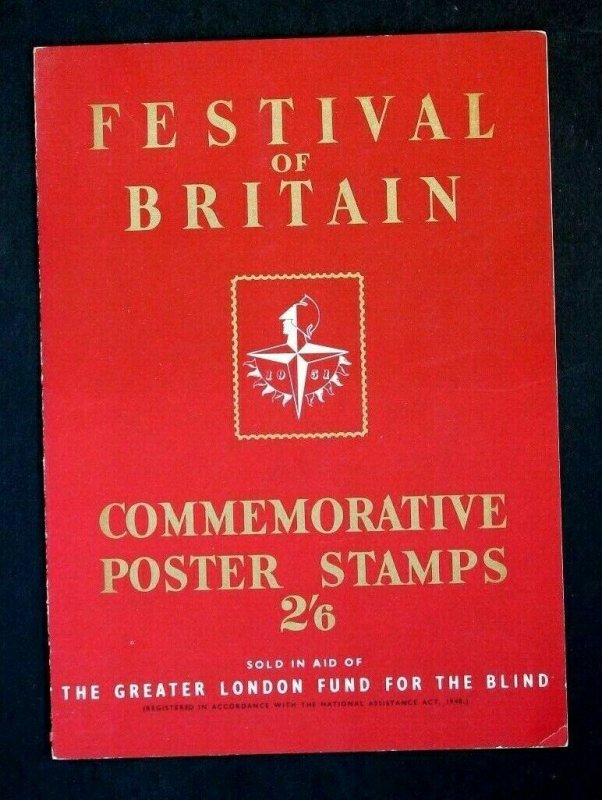 1951 Festival of Britain Folder + Original Stamp Sheet Fund for the Blind RRR