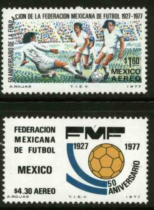 MEXICO C534-C535, 50th Anniversary Soccer Federation. MINT, NH. VF.
