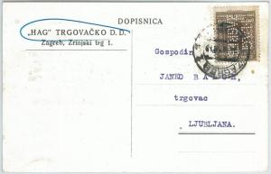 70173 - YUGOSLAVIA Croatia - POSTAL HISTORY -  PERFIN stamp on POSTCARD  1926