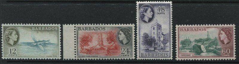 Barbados QEII 1953-56 12 to 60 cents mint o.g.