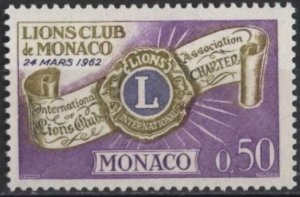 Monaco 540 (mh) 50c Lions Club, bis, lt vio & blue (1963)