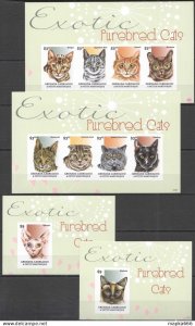 Ss0947 Imperf 2013 Grenada Carriacou Fauna Pets Exotic Cats !!! 2Bl+2Kb Mnh