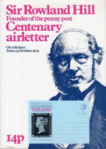 POST OFFICE PUBLICITY FOR 1979 ROWLAND HILL AIR LETTER