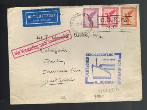 1932 Bremen Germany Catapult Cover SS Europa to England with Letter Violet Cance