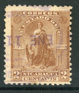 Nicaragua 1899 Justice 2¢ Seebeck Scott 111 VFU Z758