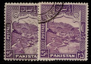 PAKISTAN GVI SG43a + 43b, 25r PERF VARIETIES, FINE USED. Cat £100.