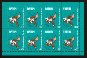 Stamps.  Tintin, Benin 2022 year , sheet 8 stamps perforated NEW