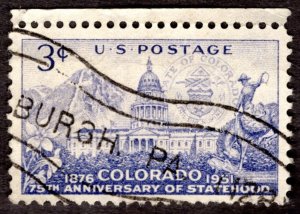 1951, US 3c, Colorado Capitol, Used, Sc 1001